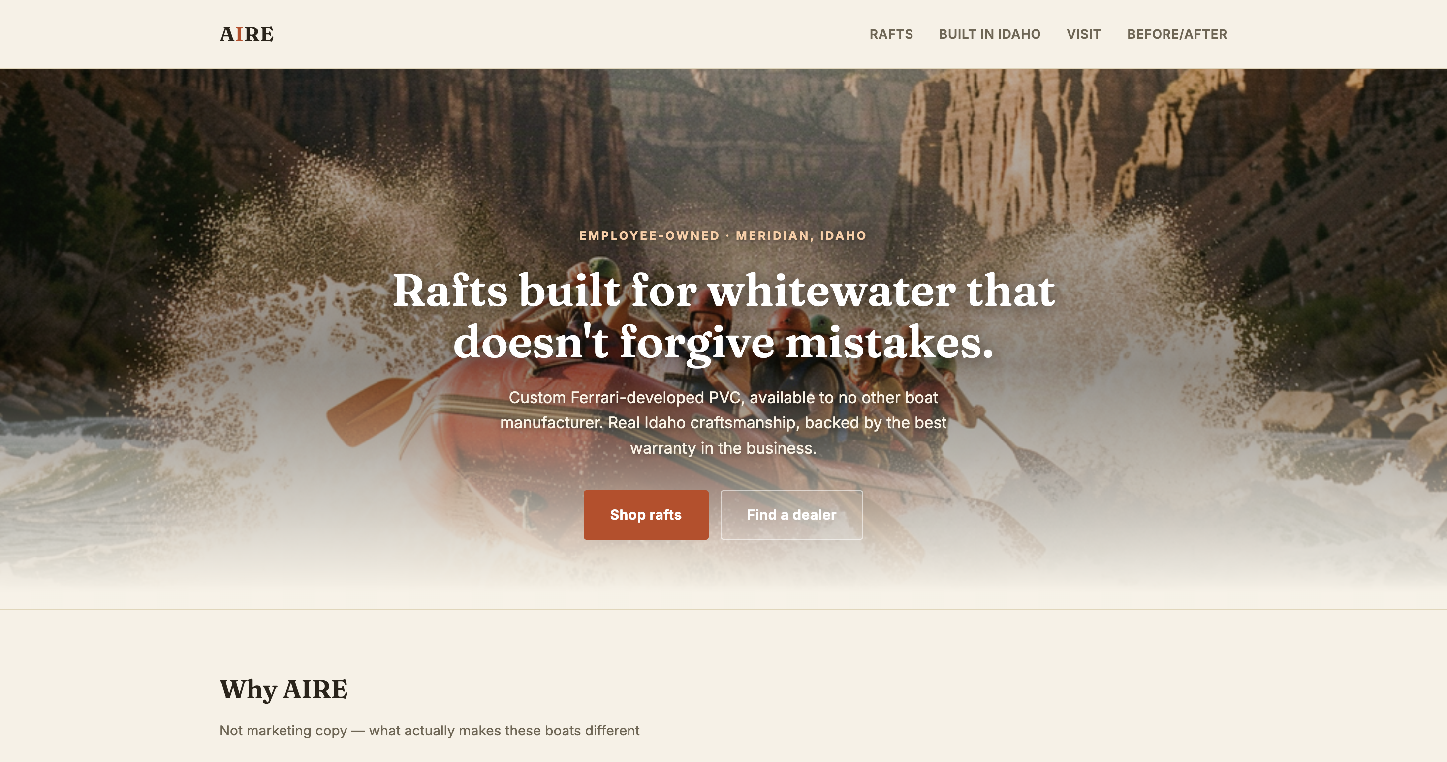 Redesigned AIRE homepage